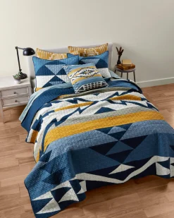 Pendleton TRAPPER PEAK PIECED QUILT SET BLUE/GOLD Outlet