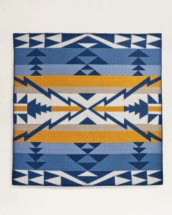 Pendleton TRAPPER PEAK PIECED QUILT SET BLUE/GOLD Outlet