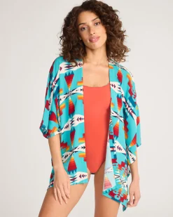Pendleton TUCSON WOMEN'S OPEN-FRONT COVERUP TURQUOISE Discount
