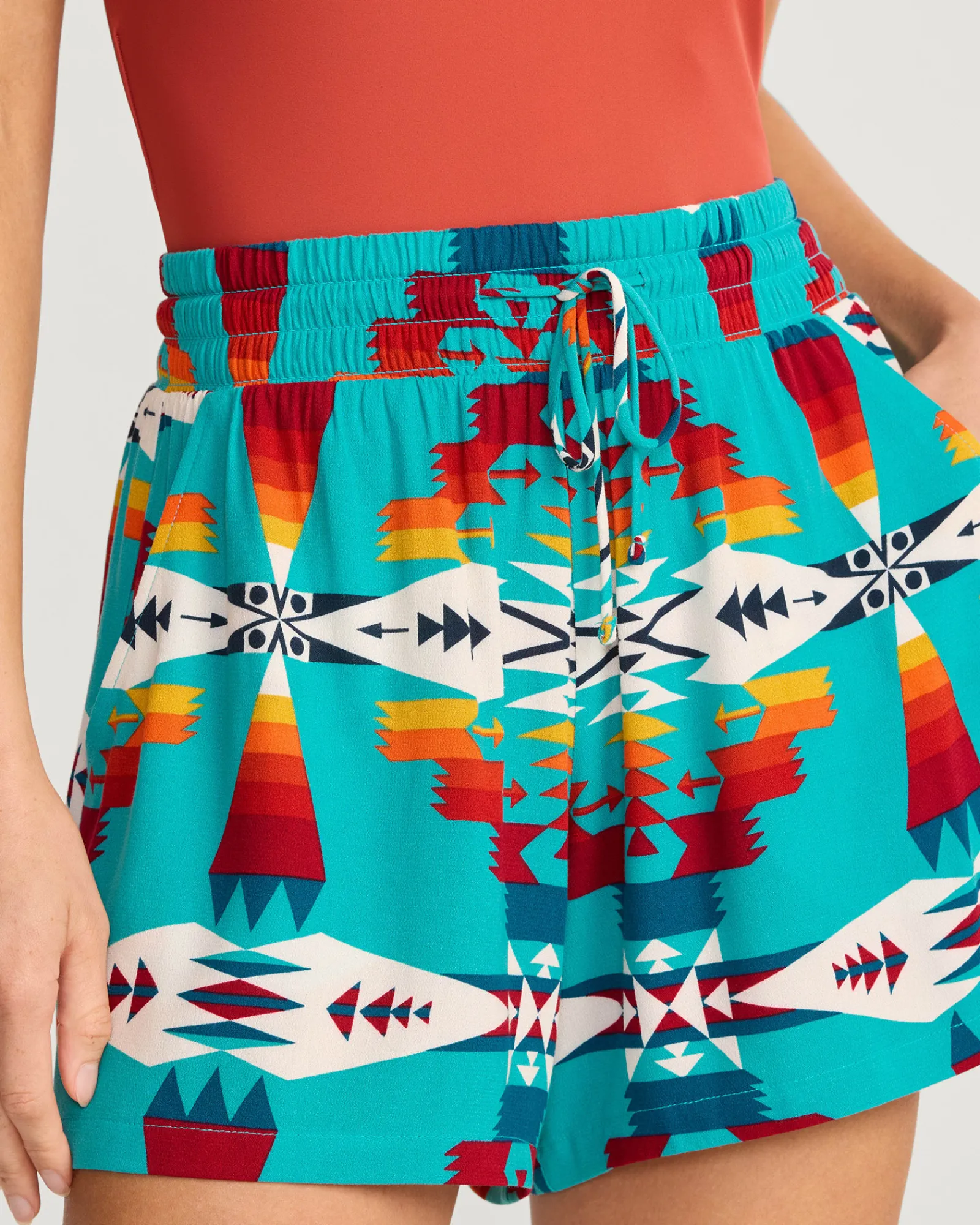 Pendleton TUCSON WOMEN'S TIE-FRONT SHORTS TURQUOISE Clearance