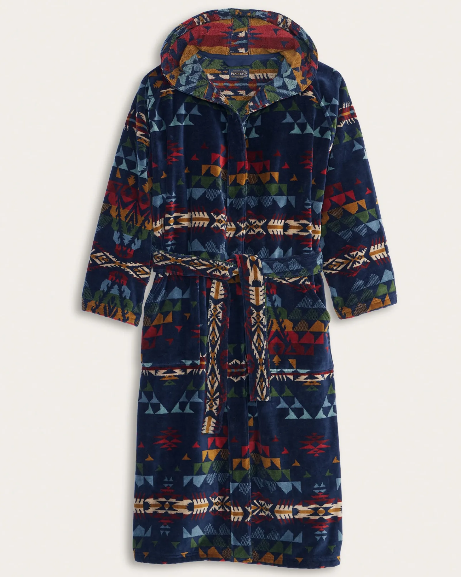Pendleton UNISEX AUTUMN BIRCH COTTON TERRY VELOUR BATHROBE NAVY MULTI New
