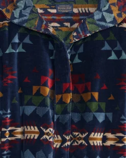 Pendleton UNISEX AUTUMN BIRCH COTTON TERRY VELOUR BATHROBE NAVY MULTI New