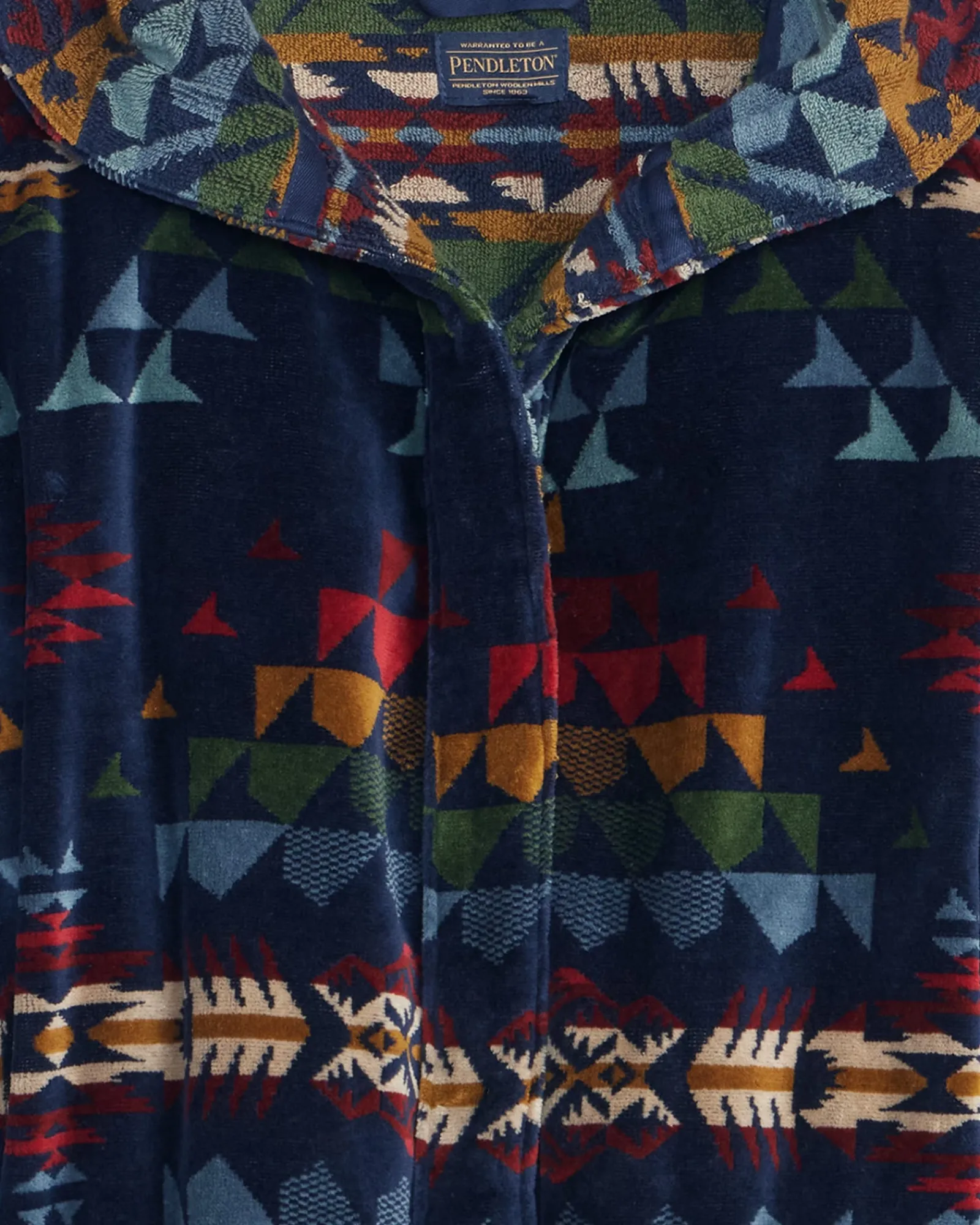 Pendleton UNISEX AUTUMN BIRCH COTTON TERRY VELOUR BATHROBE NAVY MULTI New