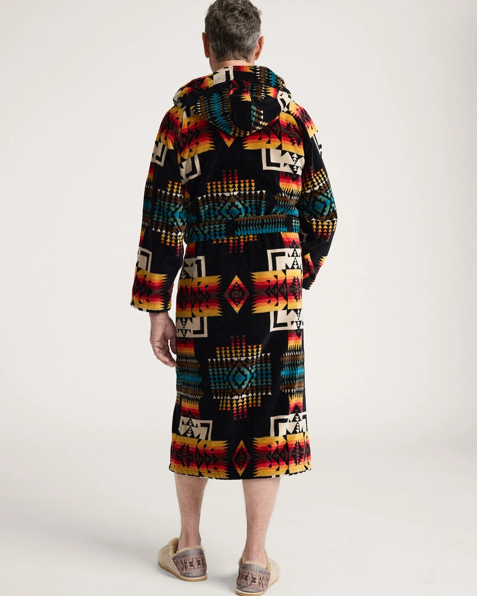 Pendleton UNISEX COTTON TERRY VELOUR BATHROBE BLACK CHIEF JOSEPH Best