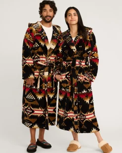 Pendleton UNISEX NEHALEM COTTON TERRY VELOUR BATHROBE BLACK/RED Online