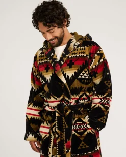 Pendleton UNISEX NEHALEM COTTON TERRY VELOUR BATHROBE BLACK/RED Online