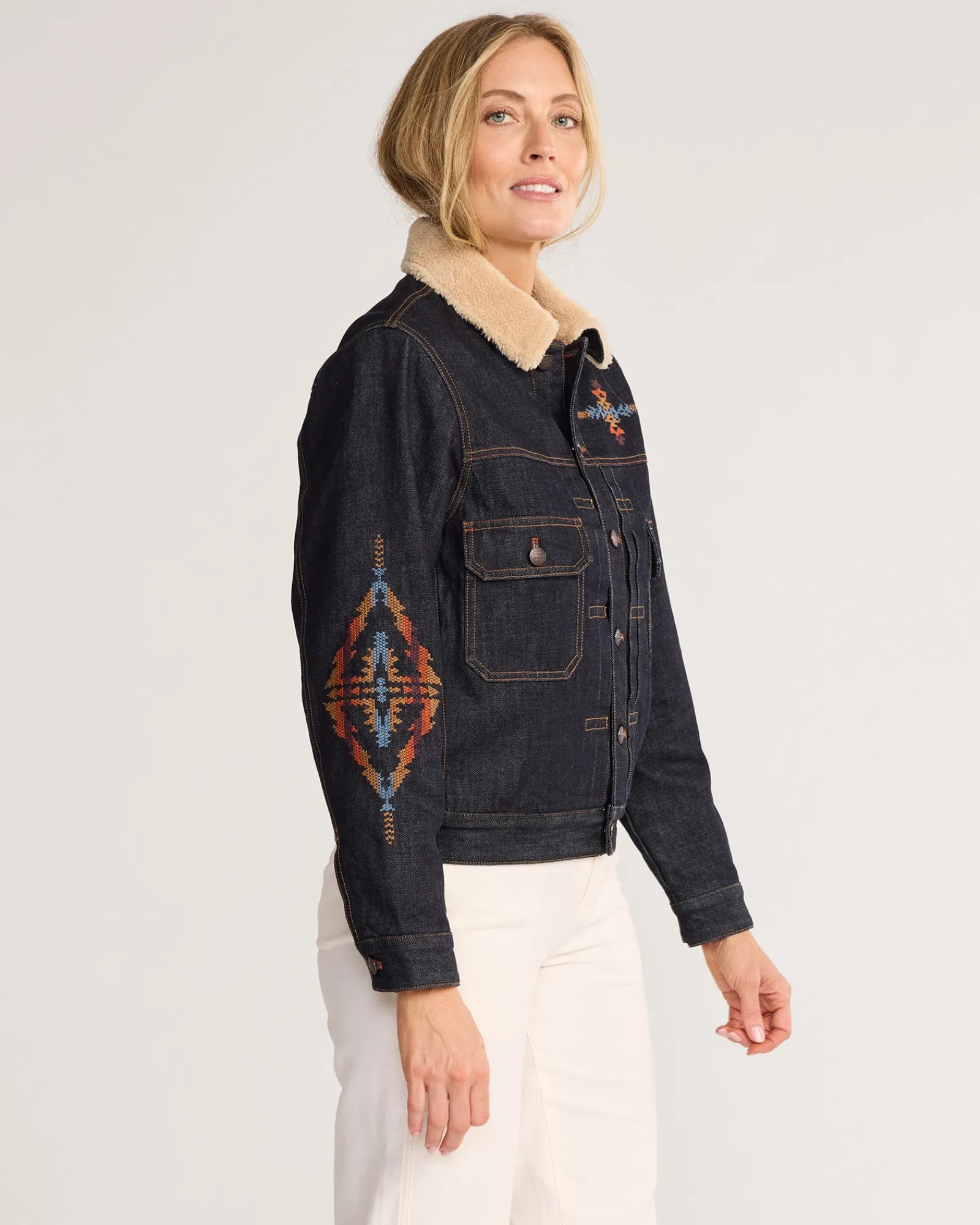 Pendleton UNISEX UK EMBROIDERED DENIM JACKET INDIGO Sale