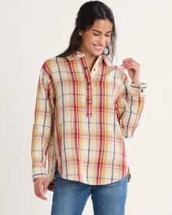 Pendleton WOMEN'S ARCADIA FLANNEL PLAID POPOVER SHIRT ANTIQUE WHITE MULTI Outlet