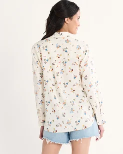 Pendleton WOMEN'S BEACH PRINT COASTAL LINEN SHIRT ANTIQUE WHITE BEACH PRINT Discount