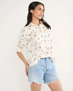 Pendleton WOMEN'S BEACH PRINT COASTAL LINEN SHIRT ANTIQUE WHITE BEACH PRINT Discount