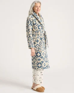 Pendleton WOMEN'S BLUE RIDGE COTTON TERRY VELOUR BATHROBE BLUE/WHITE Online