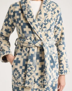 Pendleton WOMEN'S BLUE RIDGE COTTON TERRY VELOUR BATHROBE BLUE/WHITE Online
