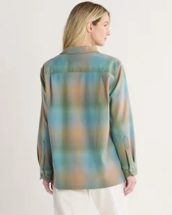 Pendleton WOMEN'S BOYFRIEND BOARD SHIRT GREEN/TAN OMBRE Discount