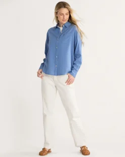 Pendleton WOMEN'S COASTAL LINEN SHIRT DUSTY BLUE Clearance