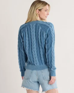 Pendleton WOMEN'S COTTON CABLE CARDIGAN DUSTY BLUE Best