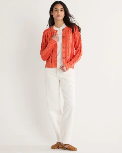 Pendleton WOMEN'S COTTON CABLE CARDIGAN POPPY Hot