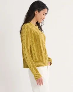 Pendleton WOMEN'S COTTON CABLE SWEATER GOLD Sale