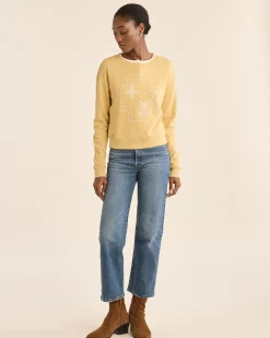 Pendleton WOMEN'S CROSS GRAPHIC FRENCH TERRY CREWNECK RATTAN Clearance