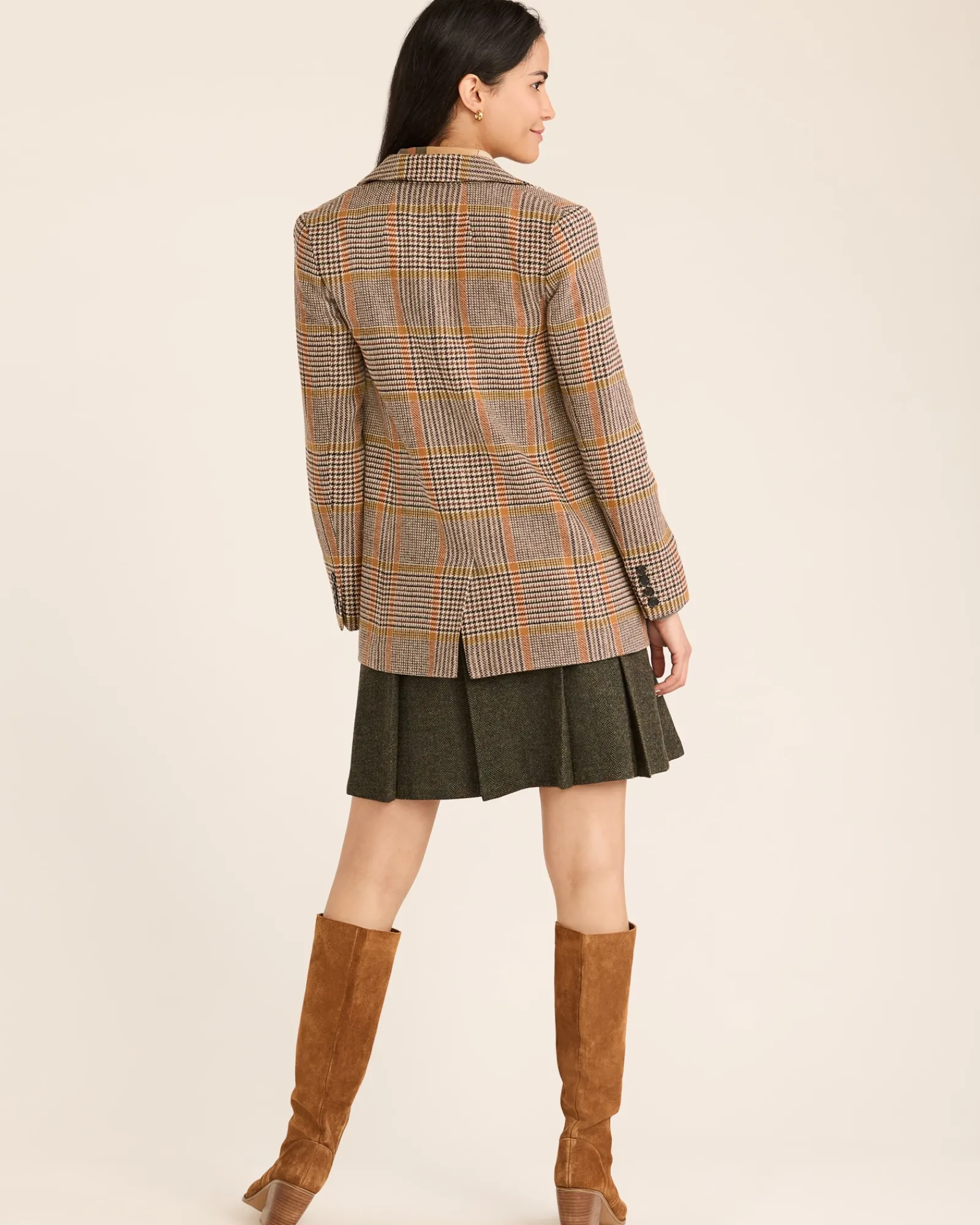 Pendleton WOMEN'S DAVIS GLEN PLAID WOOL BLAZER TAN/BROWN Clearance