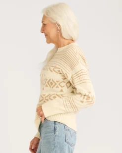 Pendleton WOMEN'S DISCOVERY ALPACA/MERINO SWEATER IVORY MULTI Hot