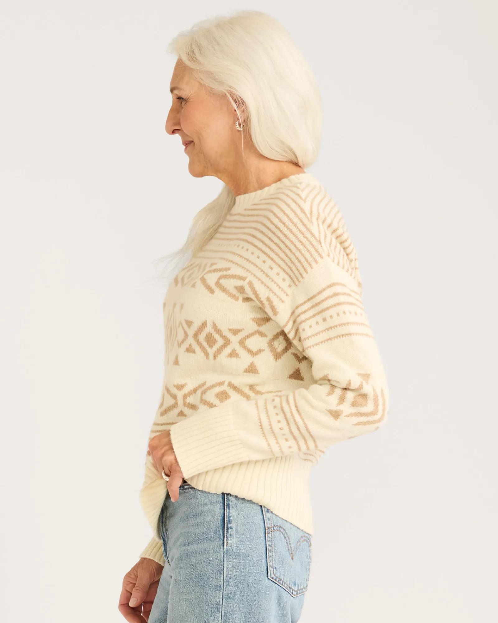 Pendleton WOMEN'S DISCOVERY ALPACA/MERINO SWEATER IVORY MULTI Hot