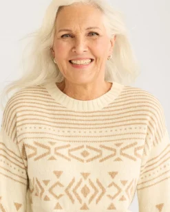 Pendleton WOMEN'S DISCOVERY ALPACA/MERINO SWEATER IVORY MULTI Hot