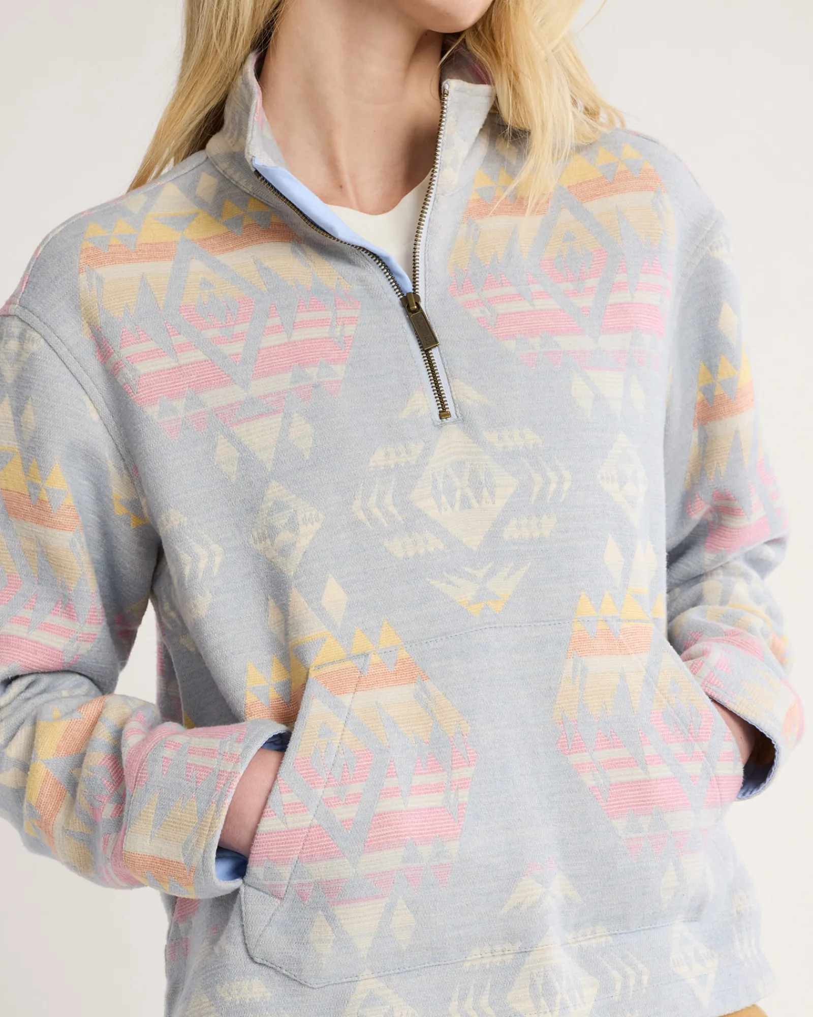 Pendleton WOMEN'S DOUBLESOFT HALF-ZIP PULLOVER BLUE AGATE BEACH Best