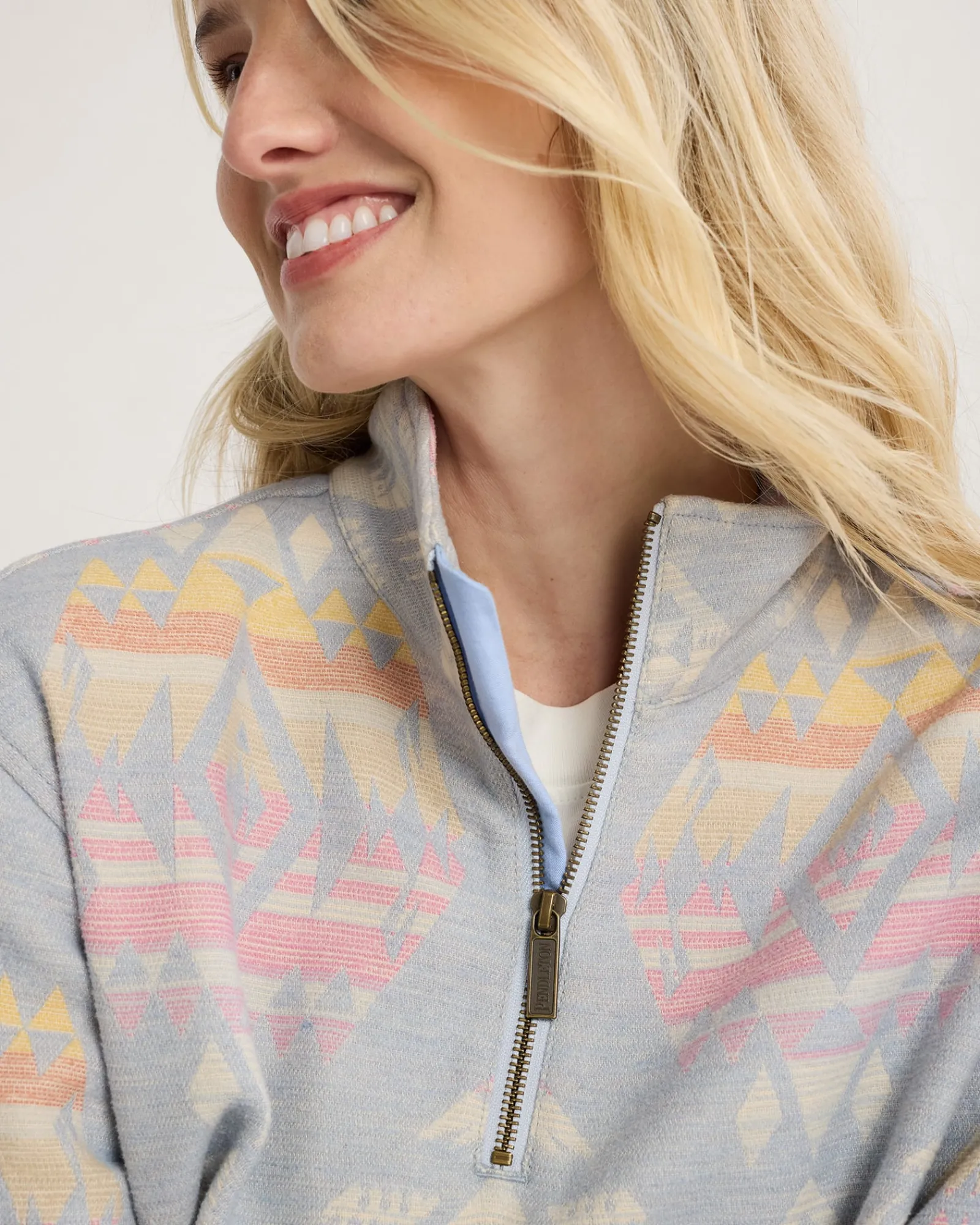 Pendleton WOMEN'S DOUBLESOFT HALF-ZIP PULLOVER BLUE AGATE BEACH Best