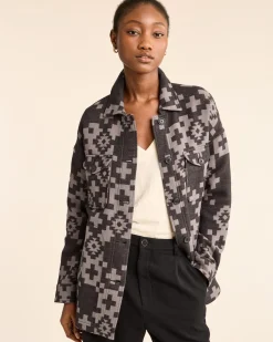 Pendleton WOMEN'S DOUBLESOFT SHIRT JACKET CHARCOAL TOSSED CROSS Best