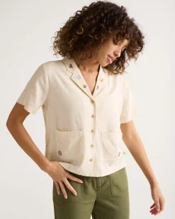 Pendleton WOMEN'S EMBROIDERED LINEN SHIRT NATURAL New