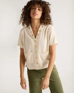 Pendleton WOMEN'S EMBROIDERED LINEN SHIRT NATURAL New