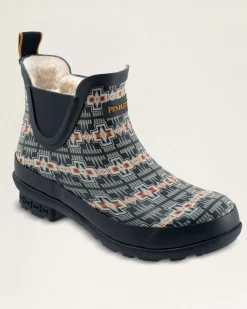 Pendleton WOMEN'S FAUX FUR CHELSEA RAIN BOOTS NAVY HARDING New