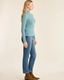 Pendleton WOMEN'S FITTED MERINO TURTLENECK ATLANTIC BLUE HEATHER Outlet