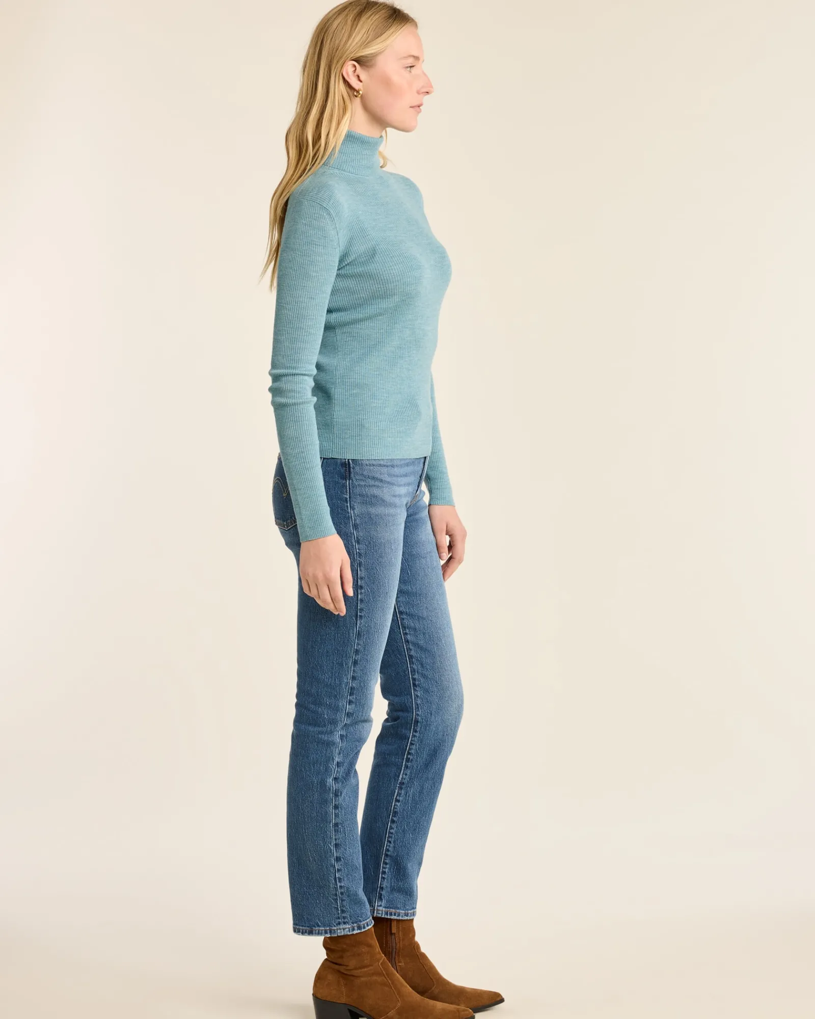 Pendleton WOMEN'S FITTED MERINO TURTLENECK ATLANTIC BLUE HEATHER Outlet