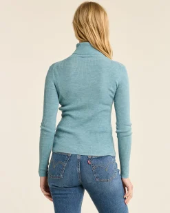 Pendleton WOMEN'S FITTED MERINO TURTLENECK ATLANTIC BLUE HEATHER Outlet