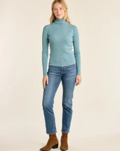 Pendleton WOMEN'S FITTED MERINO TURTLENECK ATLANTIC BLUE HEATHER Outlet