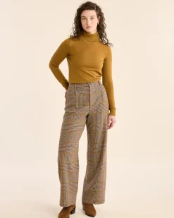 Pendleton WOMEN'S GLEN PLAID WOOL TROUSERS TAN/BROWN New