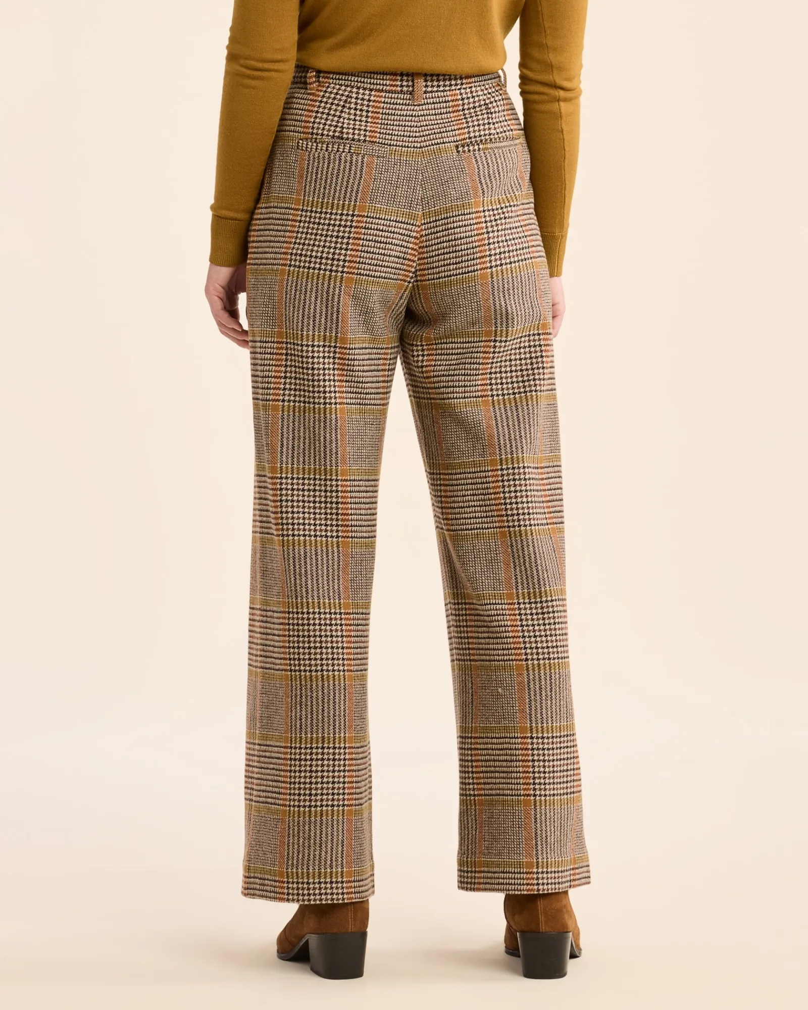 Pendleton WOMEN'S GLEN PLAID WOOL TROUSERS TAN/BROWN New