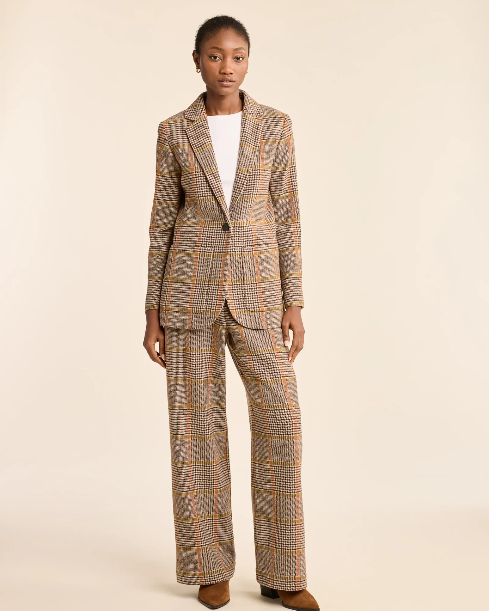 Pendleton WOMEN'S GLEN PLAID WOOL TROUSERS TAN/BROWN New