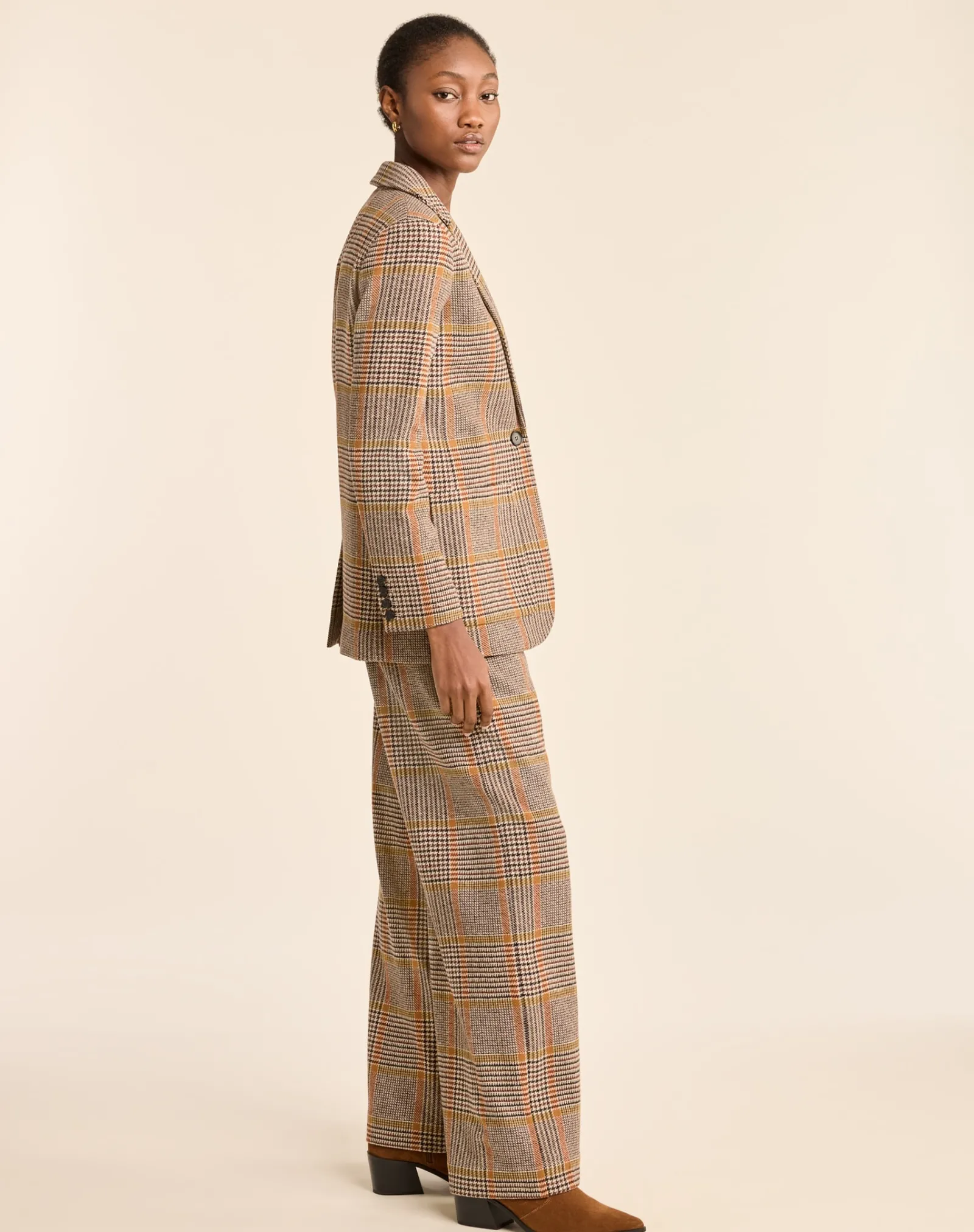 Pendleton WOMEN'S GLEN PLAID WOOL TROUSERS TAN/BROWN New