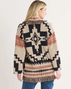 Pendleton WOMEN'S GRAPHIC FRINGE CARDIGAN NATURAL MULTI Sale
