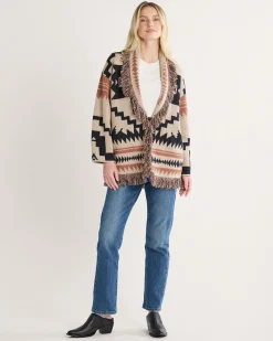 Pendleton WOMEN'S GRAPHIC FRINGE CARDIGAN NATURAL MULTI Sale