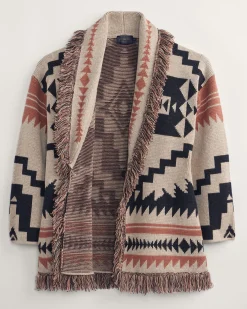 Pendleton WOMEN'S GRAPHIC FRINGE CARDIGAN NATURAL MULTI Sale