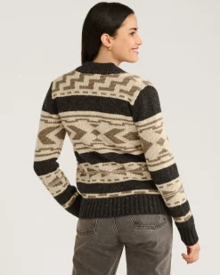 Pendleton WOMEN'S GRAPHIC SHETLAND COLLECTION ZIP CARDIGAN OXFORD GREY MULTI New