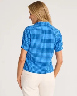 Pendleton WOMEN'S HARLOW LINEN SHIRT BLUE CHECK Outlet