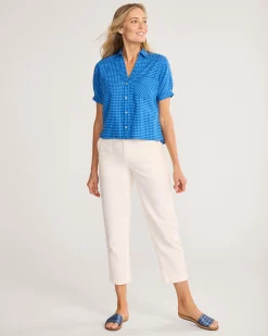 Pendleton WOMEN'S HARLOW LINEN SHIRT BLUE CHECK Outlet