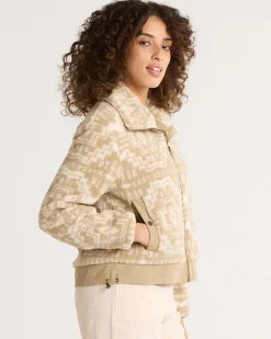 Pendleton WOMEN'S HEATHER ZIP-FRONT FLEECE JACKET TAN HARDING STAR Fashion