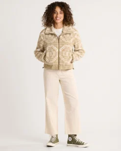 Pendleton WOMEN'S HEATHER ZIP-FRONT FLEECE JACKET TAN HARDING STAR Fashion