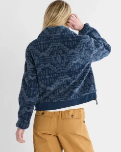 Pendleton WOMEN'S HEATHER ZIP-FRONT FLEECE JACKET BLUE HARDING STAR Outlet