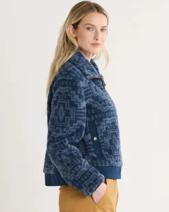 Pendleton WOMEN'S HEATHER ZIP-FRONT FLEECE JACKET BLUE HARDING STAR Outlet